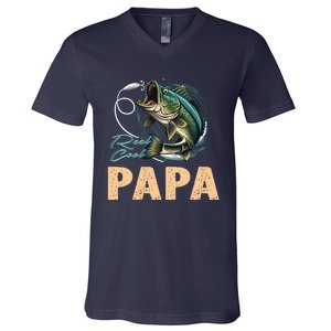 Fathers Day Funny Fisherman Reel Cool Papa Fishing Lover V-Neck T-Shirt