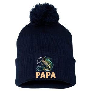 Fathers Day Funny Fisherman Reel Cool Papa Fishing Lover Pom Pom 12in Knit Beanie