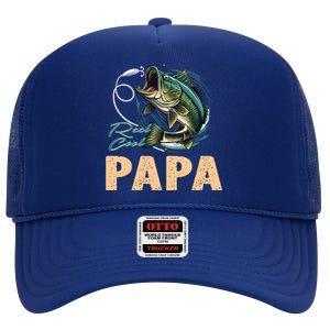 Fathers Day Funny Fisherman Reel Cool Papa Fishing Lover High Crown Mesh Back Trucker Hat