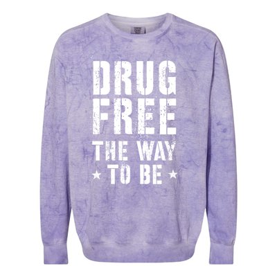 Funny Drug Free The Way To Be Clean Na Inspirational Funny Gift Colorblast Crewneck Sweatshirt