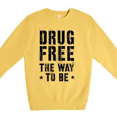 Funny Drug Free The Way To Be Clean Na Inspirational Funny Gift Premium Crewneck Sweatshirt