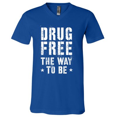 Funny Drug Free The Way To Be Clean Na Inspirational Funny Gift V-Neck T-Shirt