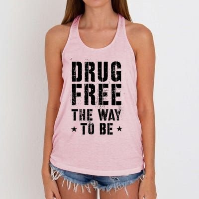 Funny Drug Free The Way To Be Clean Na Inspirational Funny Gift Women's Knotted Racerback Tank