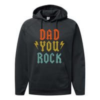 Fathers Day Funny Dad You Rock Guitar Vintage Adults Performance Fleece Hoodie