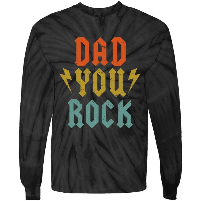 Fathers Day Funny Dad You Rock Guitar Vintage Adults Tie-Dye Long Sleeve Shirt