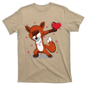 Funny Dabbing Fox Heart Valentine's Day Gifts T-Shirt