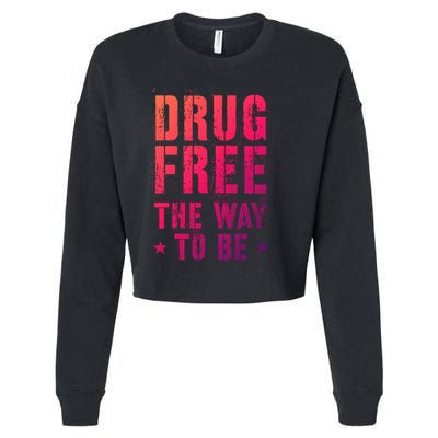 Funny Drug Free The Way To Be Clean Na Inspirational Funny Gift Cropped Pullover Crew