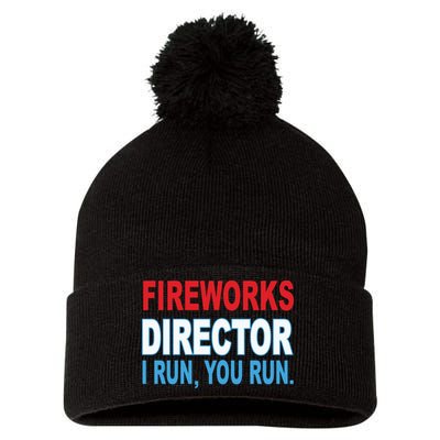 Fireworks Director Funny I Run You Run Pom Pom 12in Knit Beanie