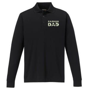 Farmer Dad Farming Enthusiast Father Cute Family Farm Performance Long Sleeve Polo