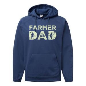 Farmer Dad Farming Enthusiast Father Cute Family Farm Performance Fleece Hoodie