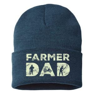 Farmer Dad Farming Enthusiast Father Cute Family Farm Sustainable Knit Beanie