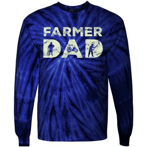 Farmer Dad Farming Enthusiast Father Cute Family Farm Tie-Dye Long Sleeve Shirt