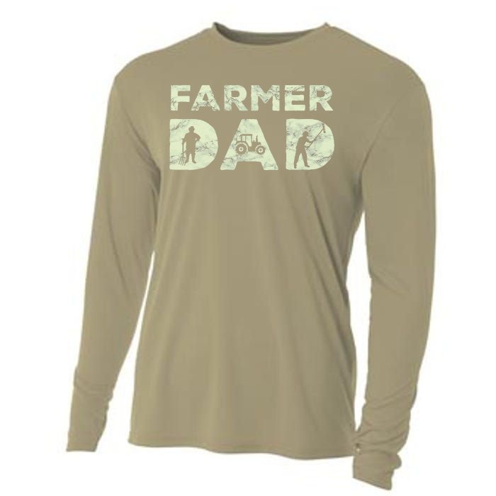 Farmer Dad Farming Enthusiast Father Cute Family Farm Cooling Performance Long Sleeve Crew