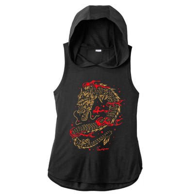 Fire Dragon Fantasy Asian Animal Gift Idea Asian Dragon Ladies PosiCharge Tri-Blend Wicking Draft Hoodie Tank