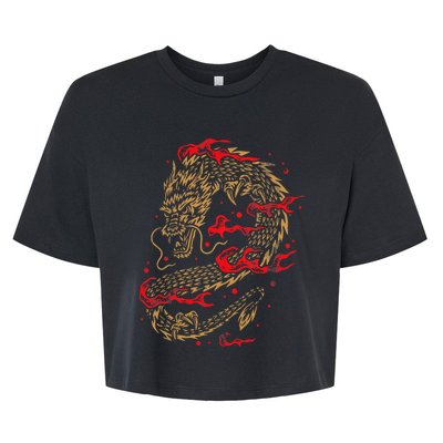 Fire Dragon Fantasy Asian Animal Gift Idea Asian Dragon Bella+Canvas Jersey Crop Tee