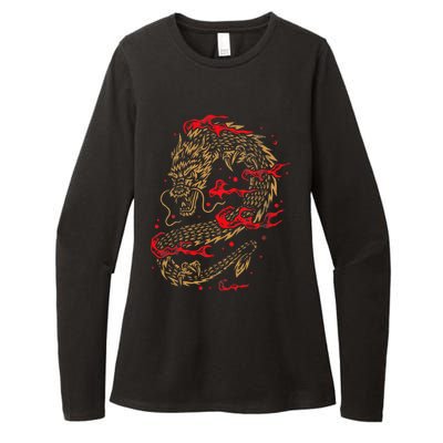 Fire Dragon Fantasy Asian Animal Gift Idea Asian Dragon Womens CVC Long Sleeve Shirt