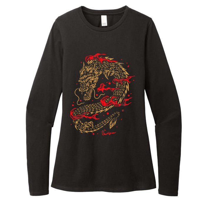 Fire Dragon Fantasy Asian Animal Gift Idea Asian Dragon Womens CVC Long Sleeve Shirt