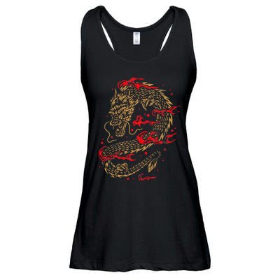 Fire Dragon Fantasy Asian Animal Gift Idea Asian Dragon Ladies Essential Flowy Tank