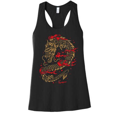 Fire Dragon Fantasy Asian Animal Gift Idea Asian Dragon Women's Racerback Tank