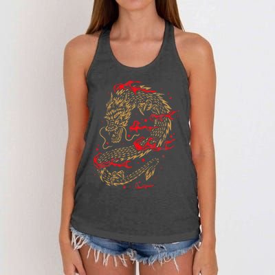 Fire Dragon Fantasy Asian Animal Gift Idea Asian Dragon Women's Knotted Racerback Tank