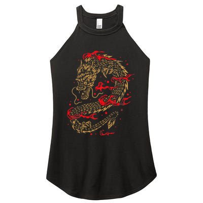 Fire Dragon Fantasy Asian Animal Gift Idea Asian Dragon Women's Perfect Tri Rocker Tank