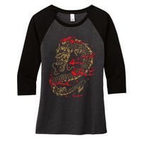 Fire Dragon Fantasy Asian Animal Gift Idea Asian Dragon Women's Tri-Blend 3/4-Sleeve Raglan Shirt