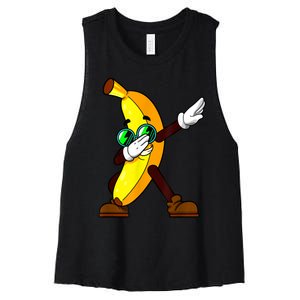 Funny Dab Fruit Lover Boy Girl Dabbing Banana Women's Racerback Cropped Tank