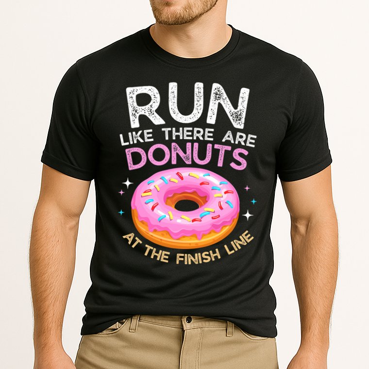 Funny Donut Finish Line Marathon Gift Cooling Performance Crew T-Shirt