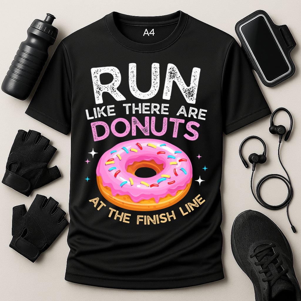 Funny Donut Finish Line Marathon Gift Cooling Performance Crew T-Shirt