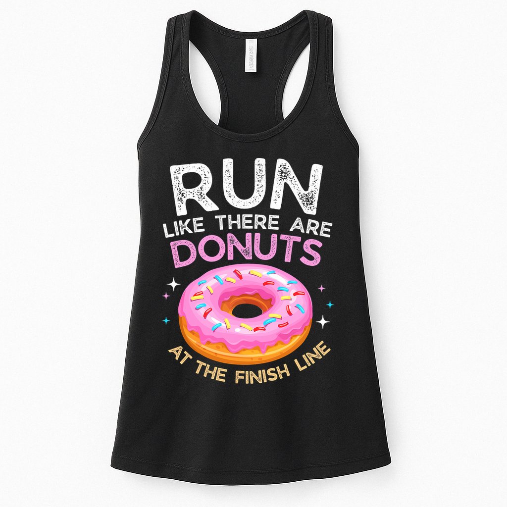 Funny Donut Finish Line Marathon Gift Womens Tank Top
