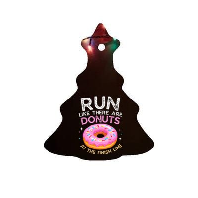 Funny Donut Finish Line Marathon Gift Ceramic Tree Ornament