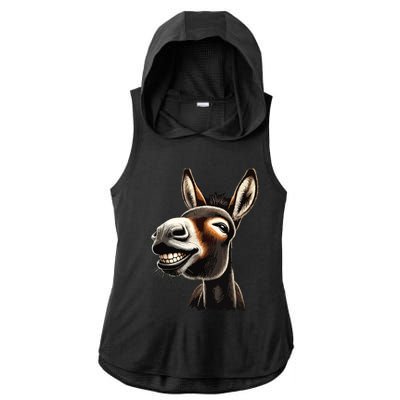 Funny Donkey Ladies PosiCharge Tri-Blend Wicking Draft Hoodie Tank