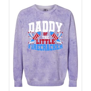 Firecracker Daddy Fireworks Dad American Flag Funny Gift Colorblast Crewneck Sweatshirt