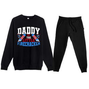 Firecracker Daddy Fireworks Dad American Flag Funny Gift Premium Crewneck Sweatsuit Set