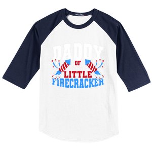 Firecracker Daddy Fireworks Dad American Flag Funny Gift Baseball Sleeve Shirt