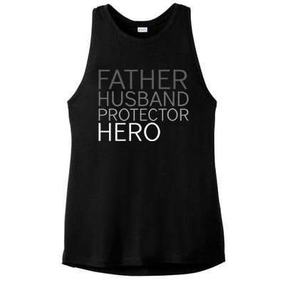 Fathers Day Father Husband Protector Hero Ladies PosiCharge Tri-Blend Wicking Tank