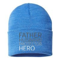 Fathers Day Father Husband Protector Hero Sustainable Knit Beanie