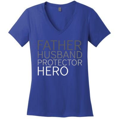 Fathers Day Father Husband Protector Hero Women's V-Neck T-Shirt