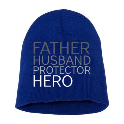 Fathers Day Father Husband Protector Hero Short Acrylic Beanie