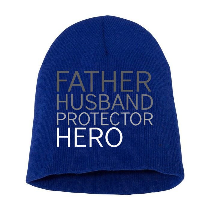 Fathers Day Father Husband Protector Hero Short Acrylic Beanie