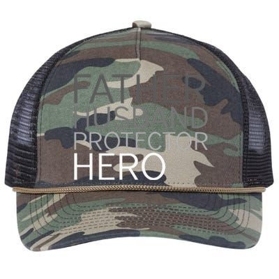 Fathers Day Father Husband Protector Hero Retro Rope Trucker Hat Cap