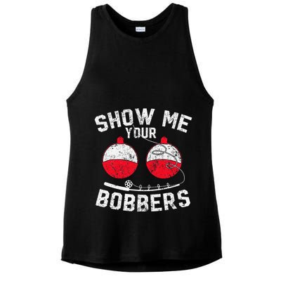 Fathers Day Funny Show Me Your Bobbers Cool Fishing Ladies PosiCharge Tri-Blend Wicking Tank