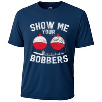 Fathers Day Funny Show Me Your Bobbers Cool Fishing Cooling Performance Crew T-Shirt
