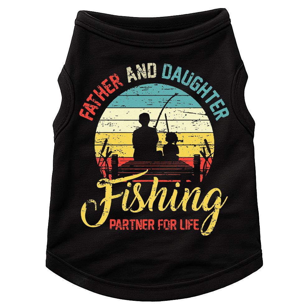 Father Daughter Fishing Partner For Life Retro Matching Dad Doggie Tank