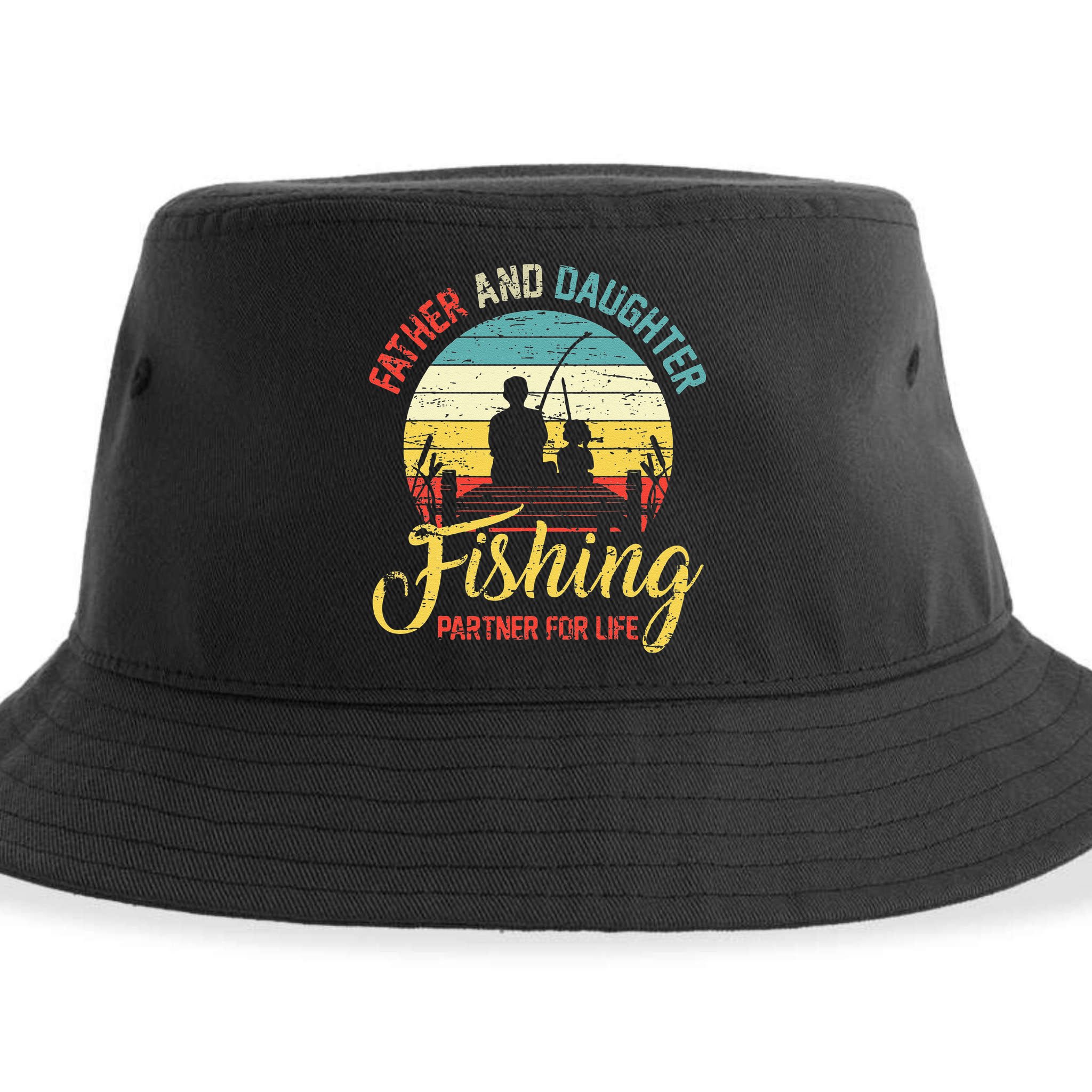 Father Daughter Fishing Partner For Life Retro Matching Dad Sustainable Bucket Hat