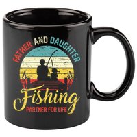 Father Daughter Fishing Partner For Life Retro Matching Dad 11oz C Handle Ceramic Mug