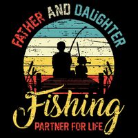 Father Daughter Fishing Partner For Life Retro Matching Dad 16 in Basic Backpack