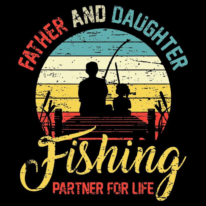 Father Daughter Fishing Partner For Life Retro Matching Dad 16 in Basic Backpack
