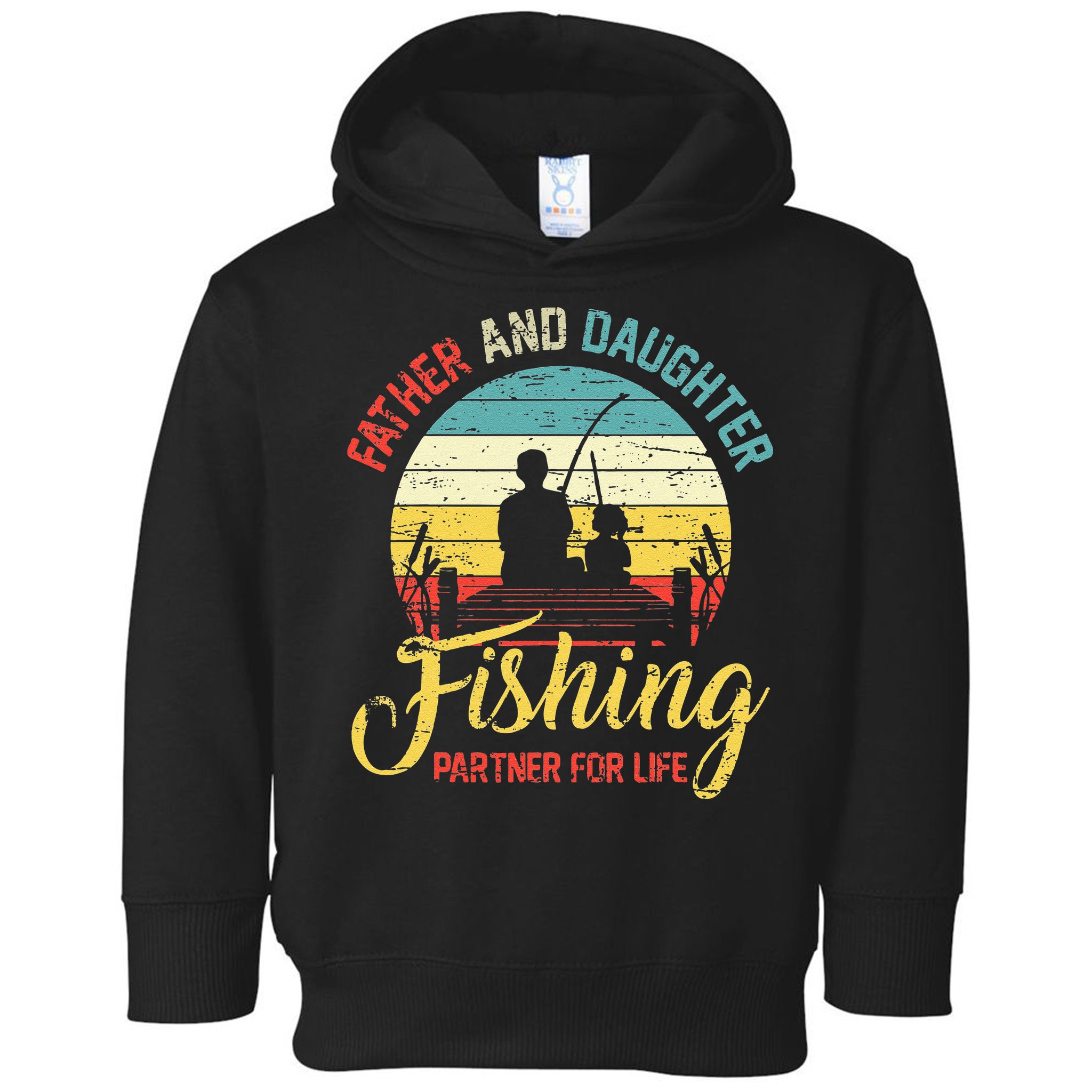 Father Daughter Fishing Partner For Life Retro Matching Dad Toddler Hoodie