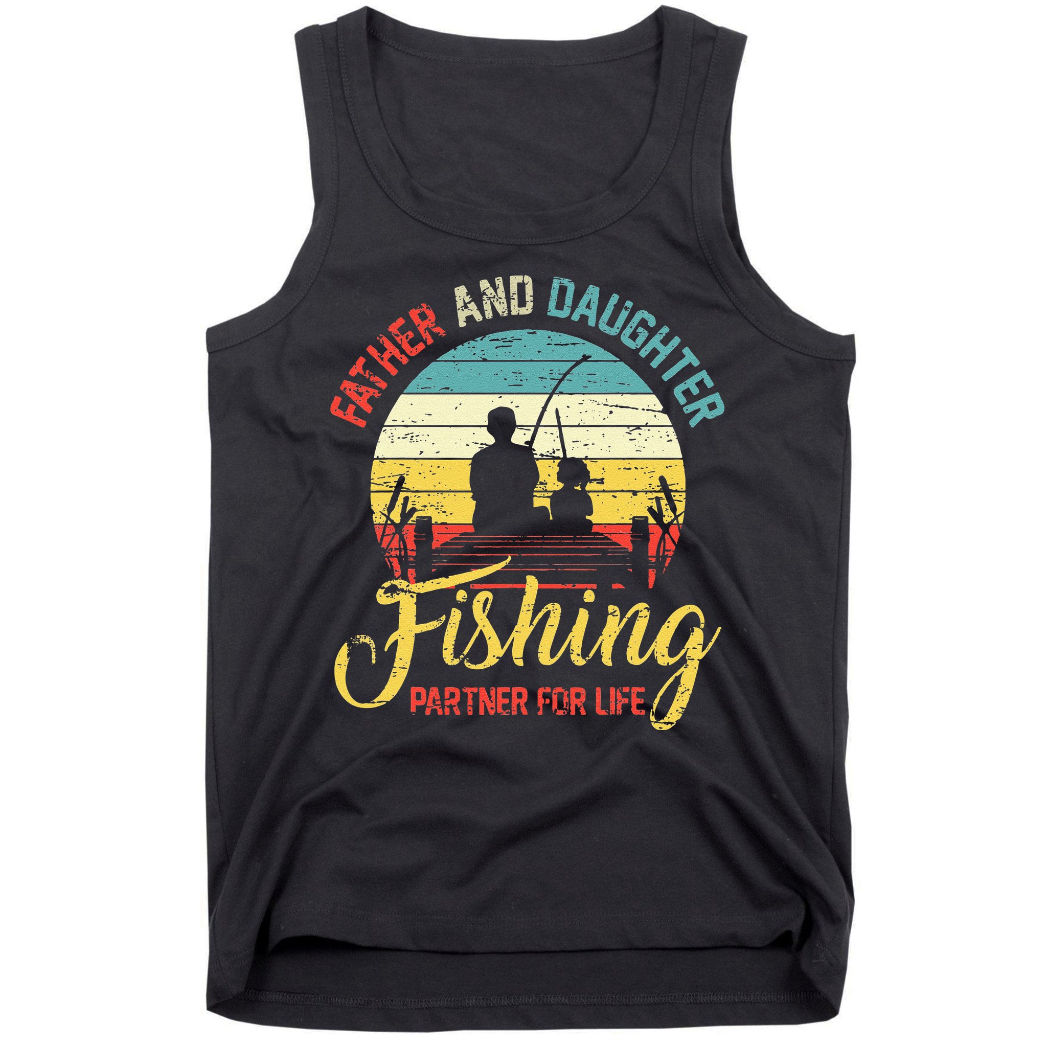 Father Daughter Fishing Partner For Life Retro Matching Dad Tank Top